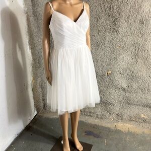 Vintage Venus Bridal White Ruched Midi Sundress, Fits M